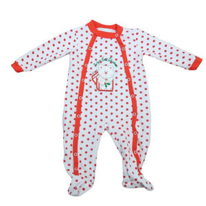 Vintage 80s white and red polka dot Baby's First Christmas one piece pajama 9M